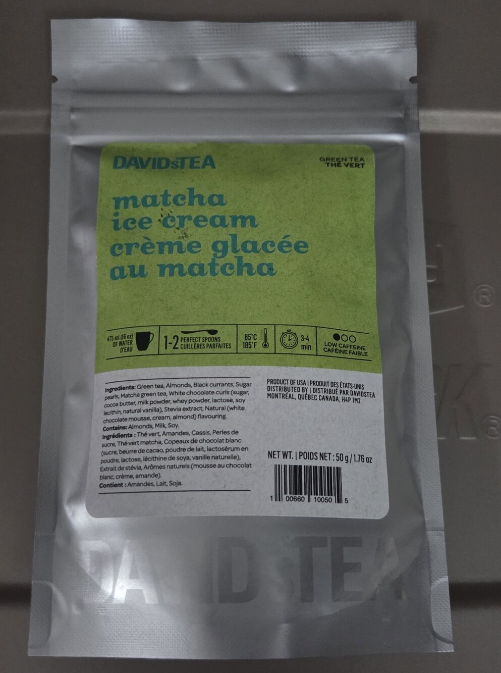 2/$20 New! Sealed! Davidstea MATCHA ICE CREAM Loose Leaf Tea 50g Davids Tea